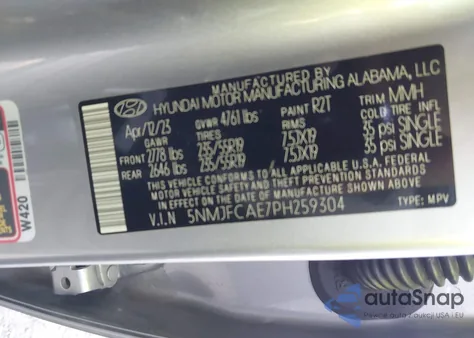 2023 Hyundai Tucson Sel z USA, uszkodzony, nr VIN 5NMJFCAE7PH259304